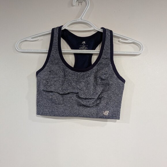 New Balance Space Dye Sports Bra White Navy Blue Size Small - Picture 1 of 4